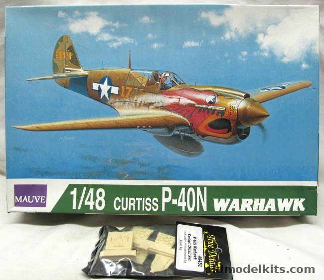 Mauve 1/48 Curtiss P-40N Warhawk + True Details Cockpit - USAAF 502 Fighter Squadron Sr. no. 42-105711, 00081-1500 plastic model kit